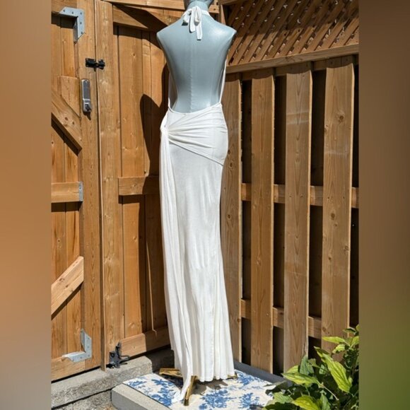 🆕 RAT & BOA 🧿 NWOT Winona White Slinky Cowl Neck Jersey Gown, Sz XXS - Picture 7 of 15
